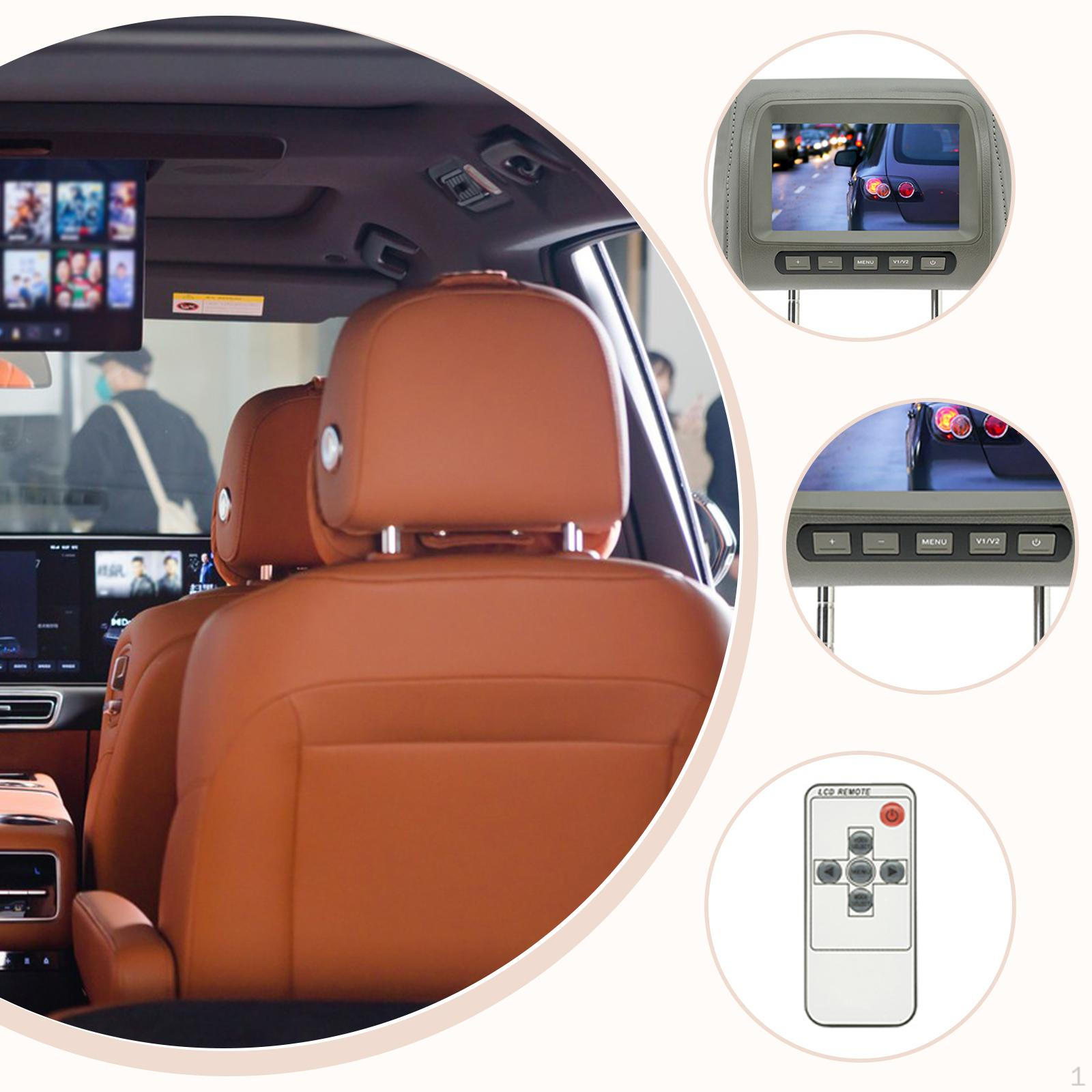 

Car Headrest Automotive Accessories Double Video Input Display Ratio 16:9/4:3 DC12V Easy бежевий