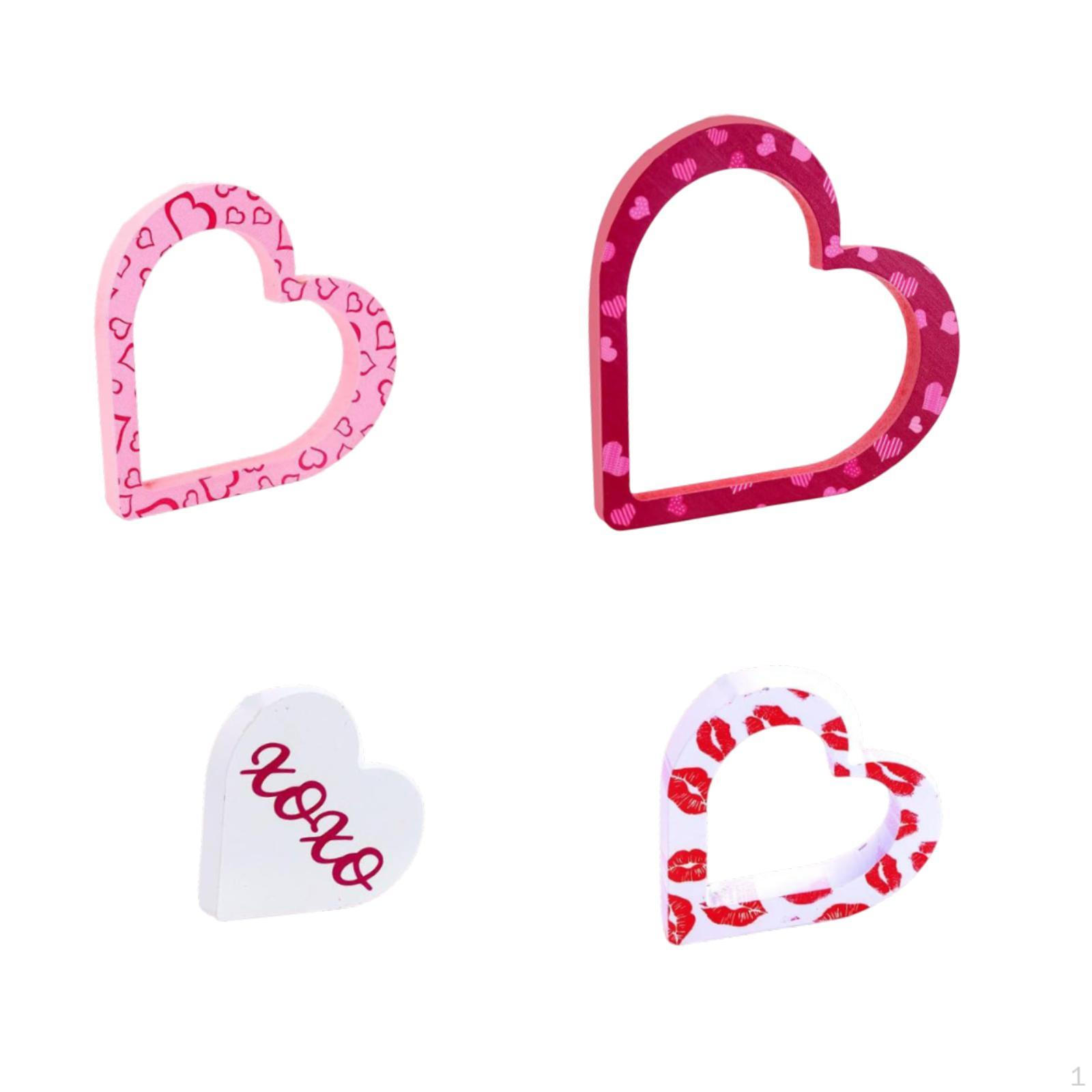 

4x Wooden Signs Table Centerpieces Heart Shaped for Wedding Shelf