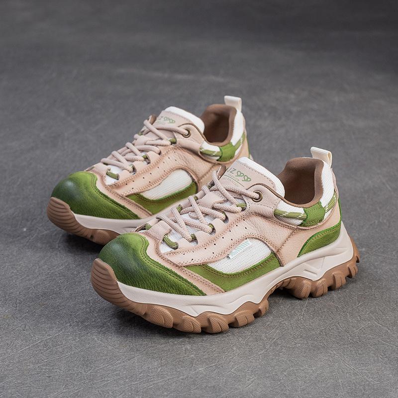 Módní GKTINOO šněrovací dámské ploché boty tenisky z pravé kůže s měkkou podrážkou 2025 nové ručně vyráběné lehké sportovní platformové tenisky