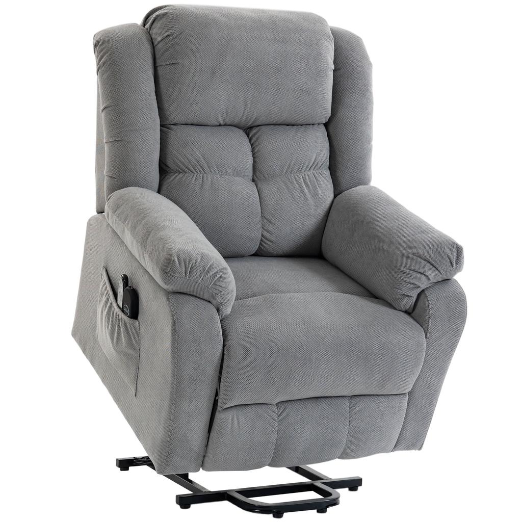 Stand Up Chair With Massage Function And Lumbar Heating Recliner Chair With Remote Controls And Side Pockets Light Gray