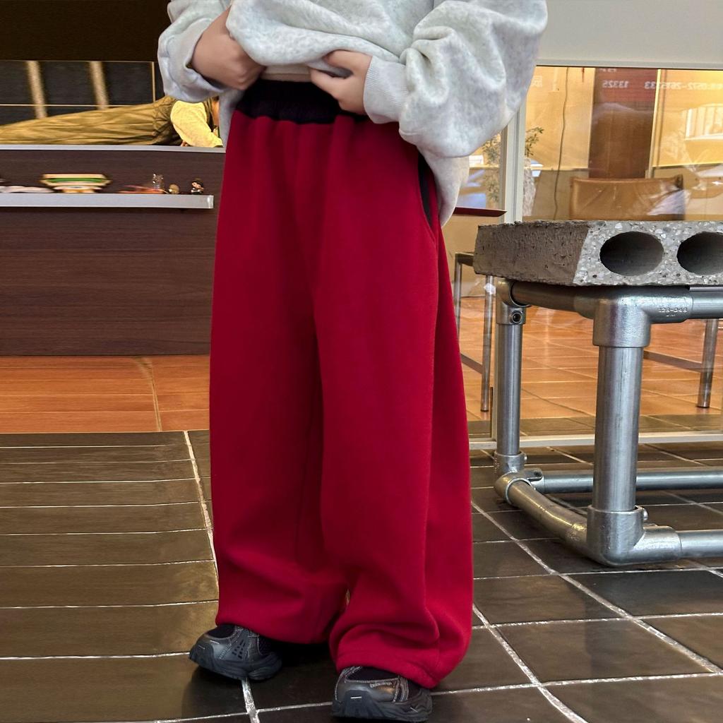 Boys Warm Fleece Lined Casual Solid Long Children Pants