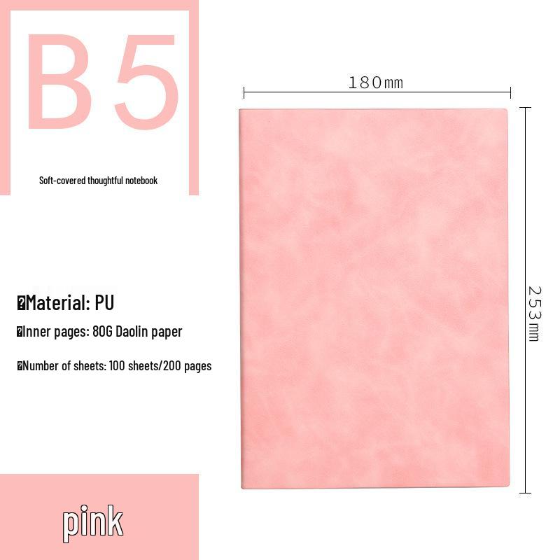 Soft Leather Office Notebook - PU Faux Leather Portable Business Journal Customizable