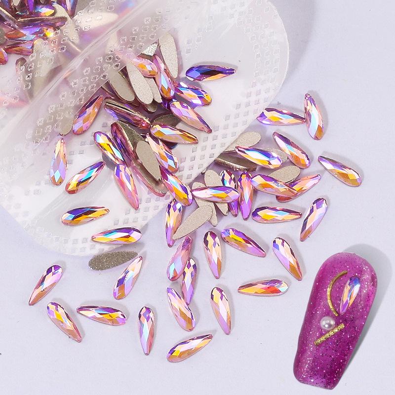 Aurora Pink Symphony Ab Nail Drill Flat Bottom Special-Shaped Nail Drill Nail Drill Diy Jewelry Accessories