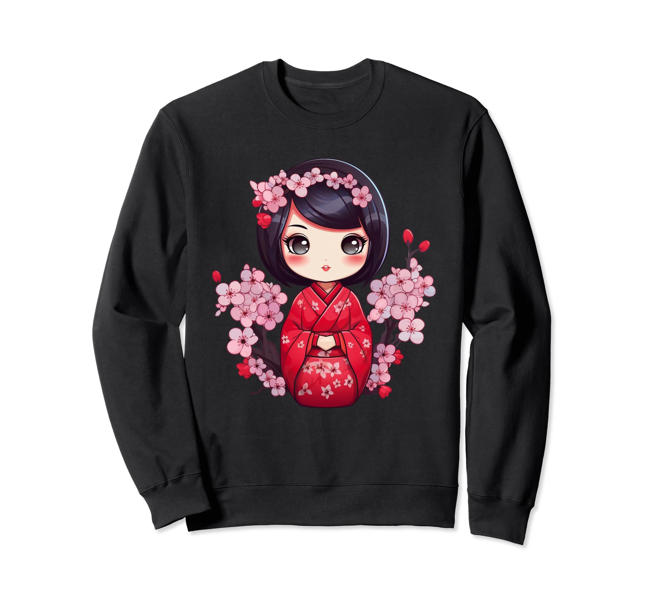 

Cute cherry blossom kokeshi doll I Kokeshi sweatshirt чорний