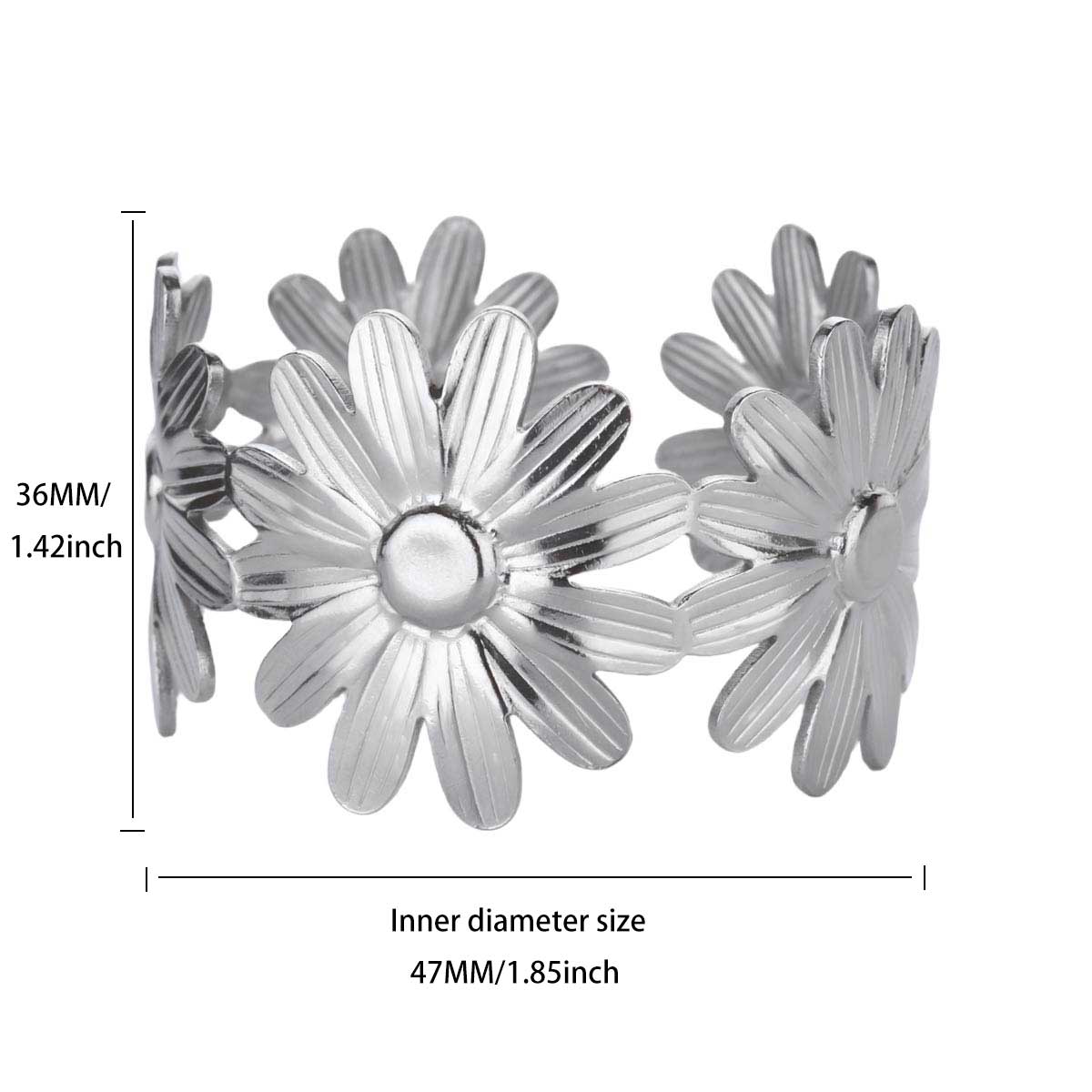 

Многослойный браслет из нержавеющей стали с большими цветами, медного цвета, широкий открытый браслет-манжета для женщин, свадебные аксессуары с цирконом для отпуска, подарок