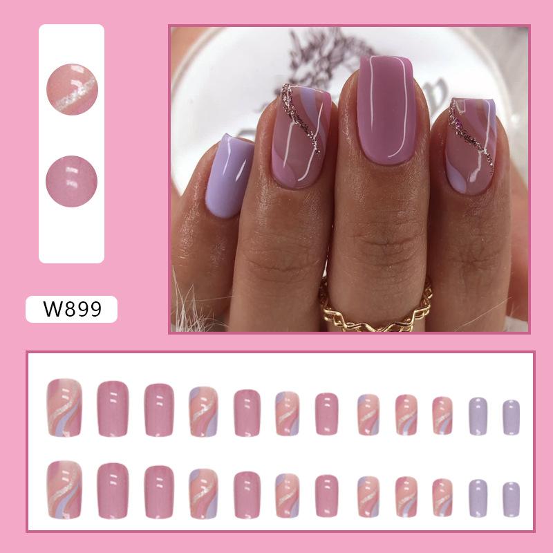 Retro And Elegant Spring And Summer Flower Manicure Fashion European And American Style Almond A Square Nail Piece Finished Product Mixed Batch