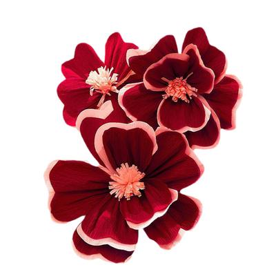 3Pcs Artificial Flower Three-Dimensional Design Festival Atmosphere Warm Joyful Colors Decorative Paper Flowers Home Party Office Gift Background Wall