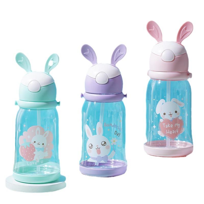 Rabbit Horn Children's Sippy Cup, Cute Flip-Top Cartoon Design
