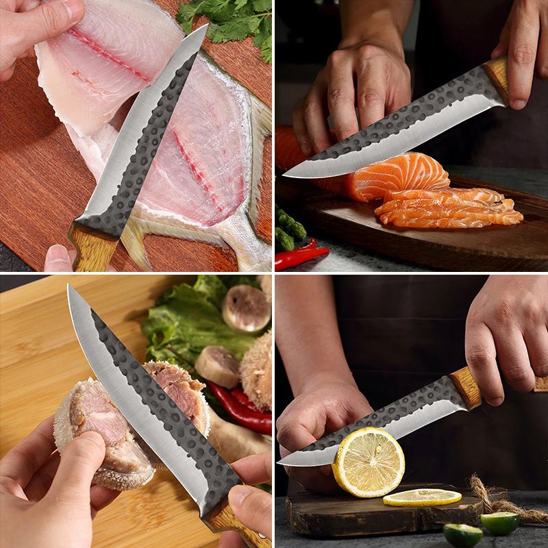 2pcs Kitchen Knives Hand Forged Sharp Stainless Steel Meat Cleavers Butcher Boning Knife Household Multifunctional Kitchen Chopper