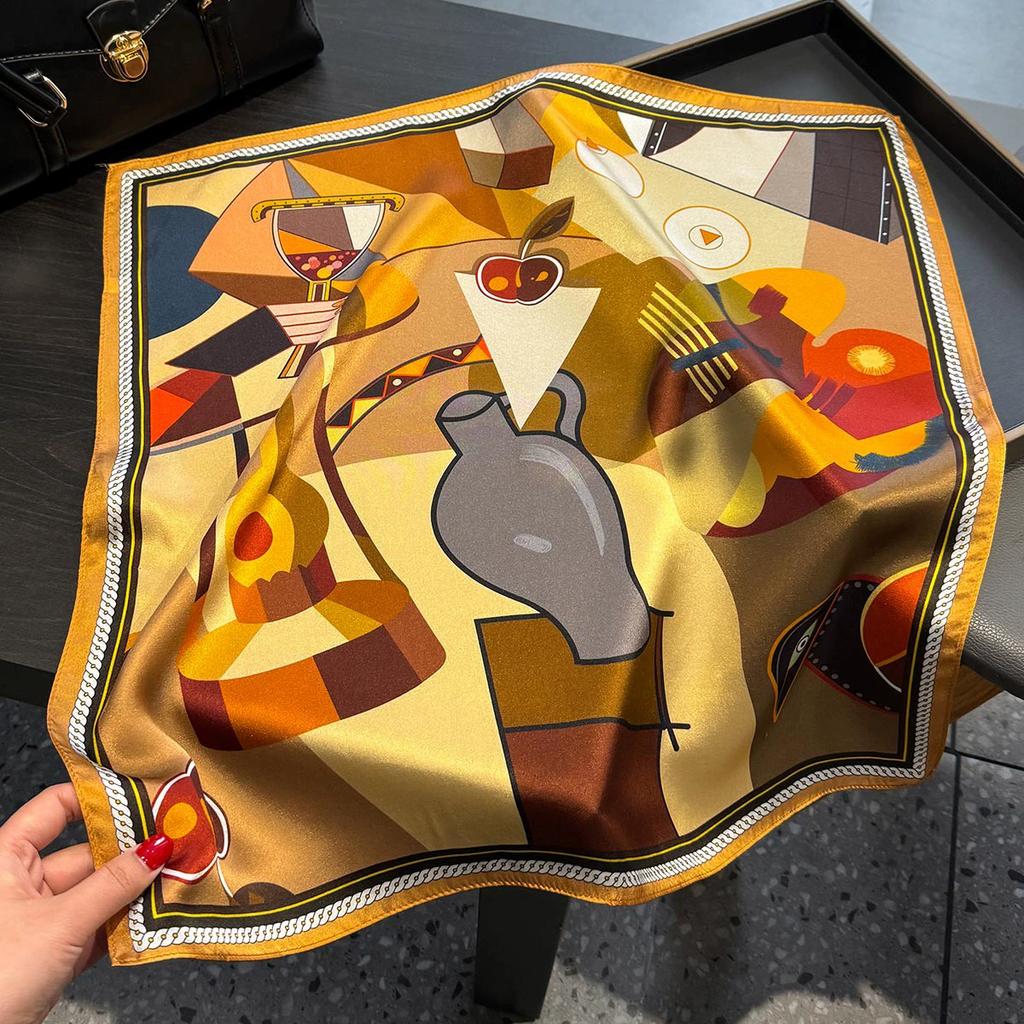 100% Pure Silk Scarf Women Neck Square Headband Scarves Bandana Fashion Hijab Poncho Scarves Pashmina Female Foulard 53cm