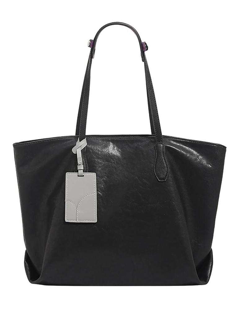 2025 Korean Style Soft Leather Tote Bag with Card Holder - Large Capacity, Versatile Single Shoulder for Women and Students