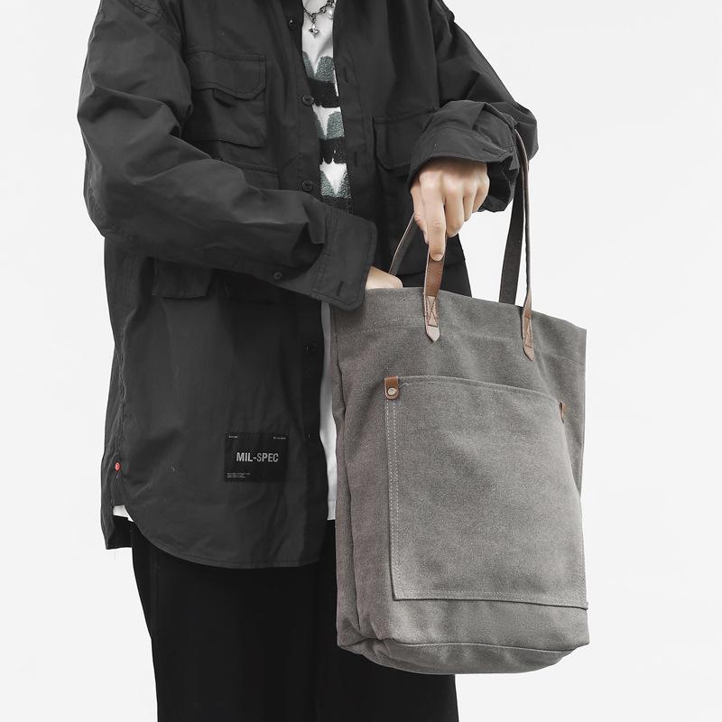 Unisex Retro Washed Canvas Shoulder Bag: Large Capacity, Korean Style, Versatile Harajuku Tote