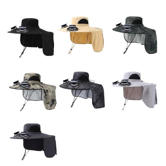 Chapeau Ventilateur Solaire avec Protection Cou Chapeau à Visière Solaire UV Ventilateur USB Rechargeable Respirant Hommes
