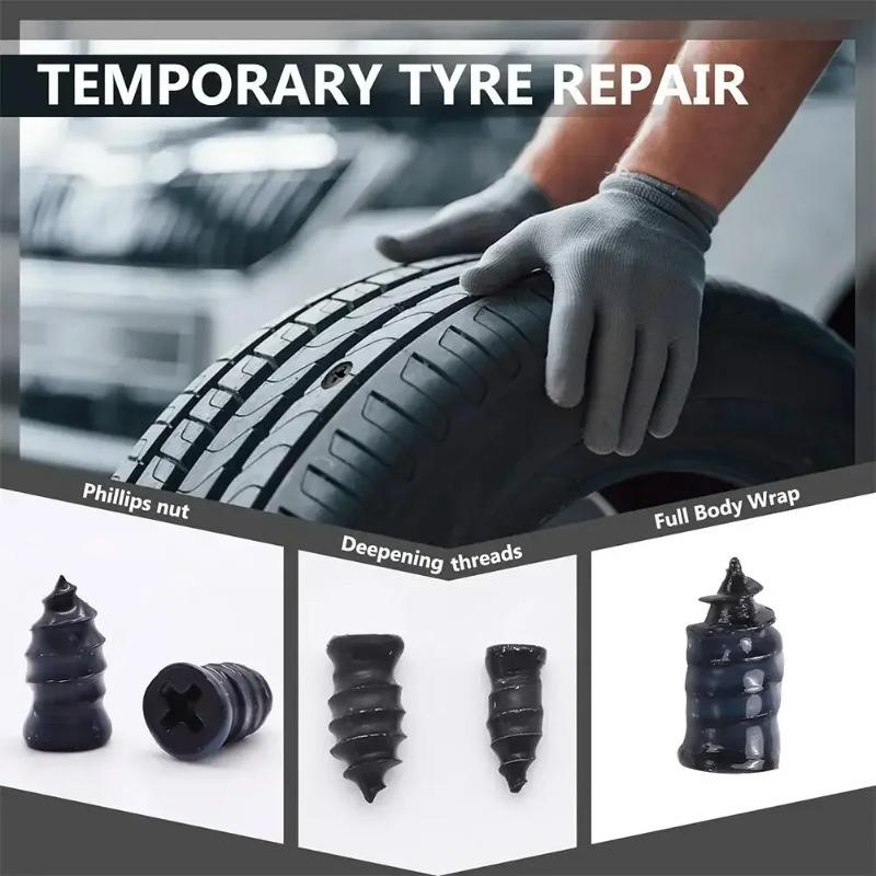 Puncture Repair Kit for Car Vacuum Tire Repair Screws Tire Rubber Screw Nails+ Tool Set W/Box Quick Repair for Tire Plug