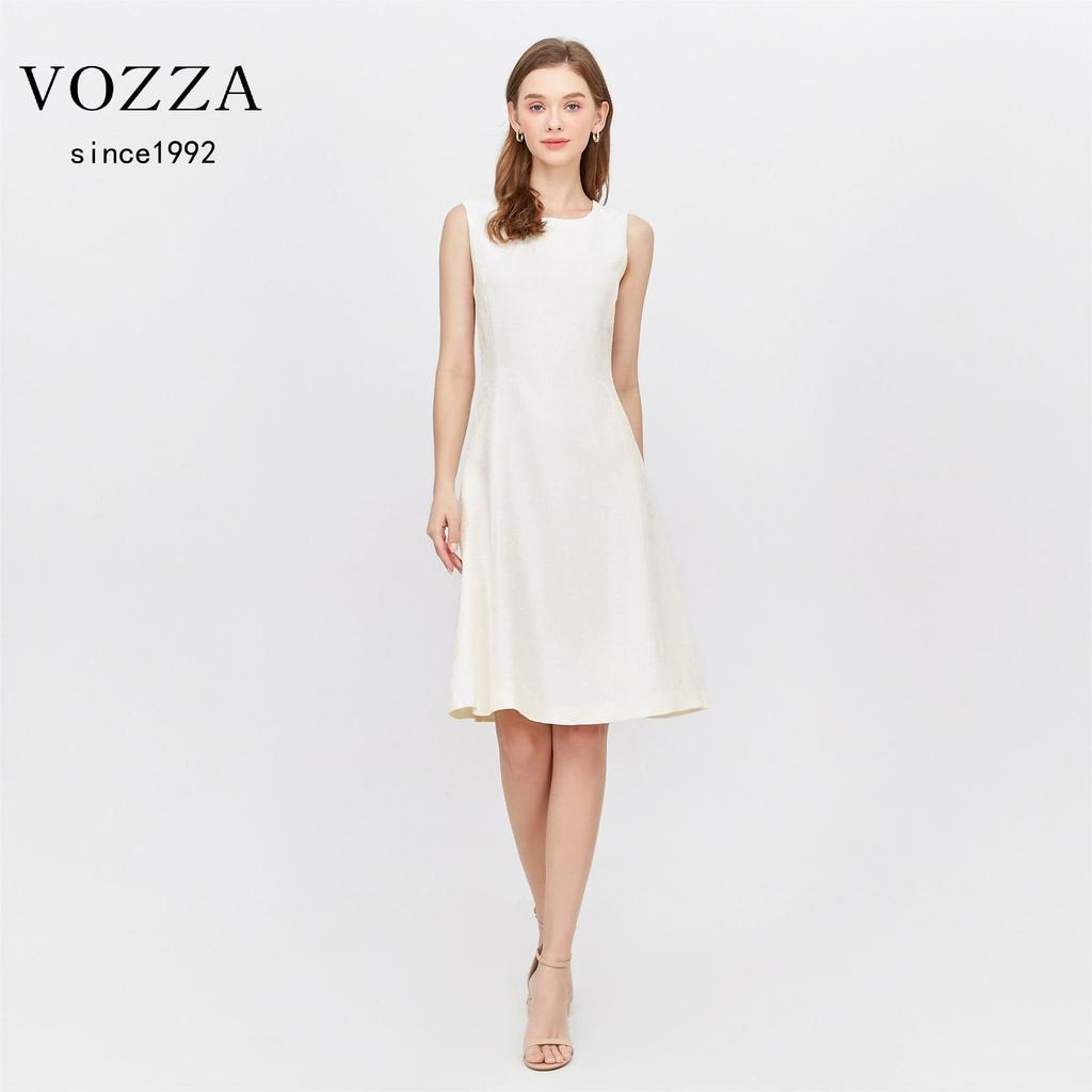VOZZA Ärmelloses ausgestelltes Tanktop Rundhalsausschnitt Perfekt für und Herbst Damenkleid, A-Linie, Ausschnitt, Knielang, Gefüttert, Ausschnitt, Knielang, Frühling, Sommer, (Für dich