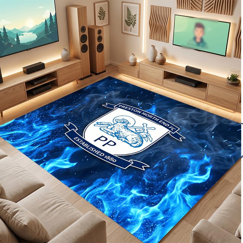Tappeto in Velluto di Cristallo con Stampa del Preston North End Football Club, Comodo Assorbente d'Acqua Antiscivolo per Pavimenti Interni