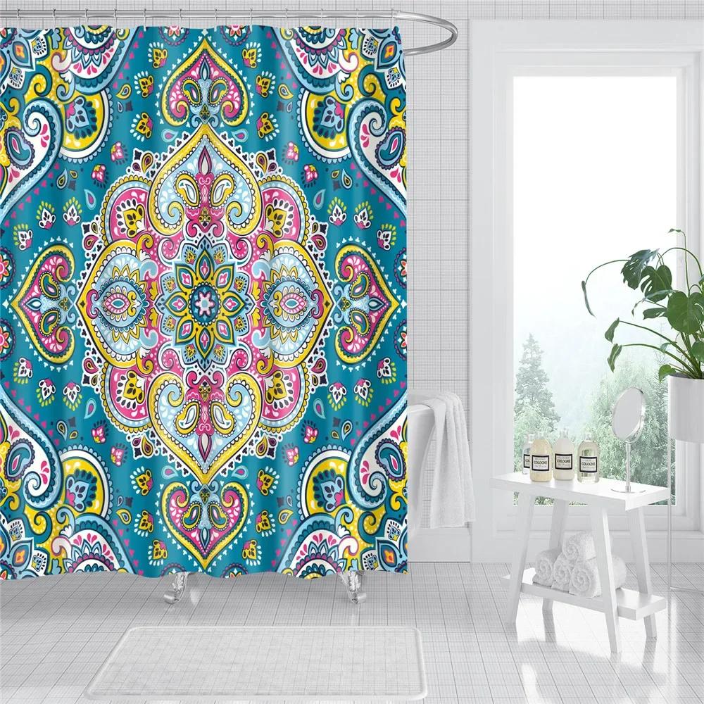 Abstract Geometric Stripes Printing Shower Curtains Home Hotel Bathroom Decoration Bath Curtains Waterproof Bathroom Curtains