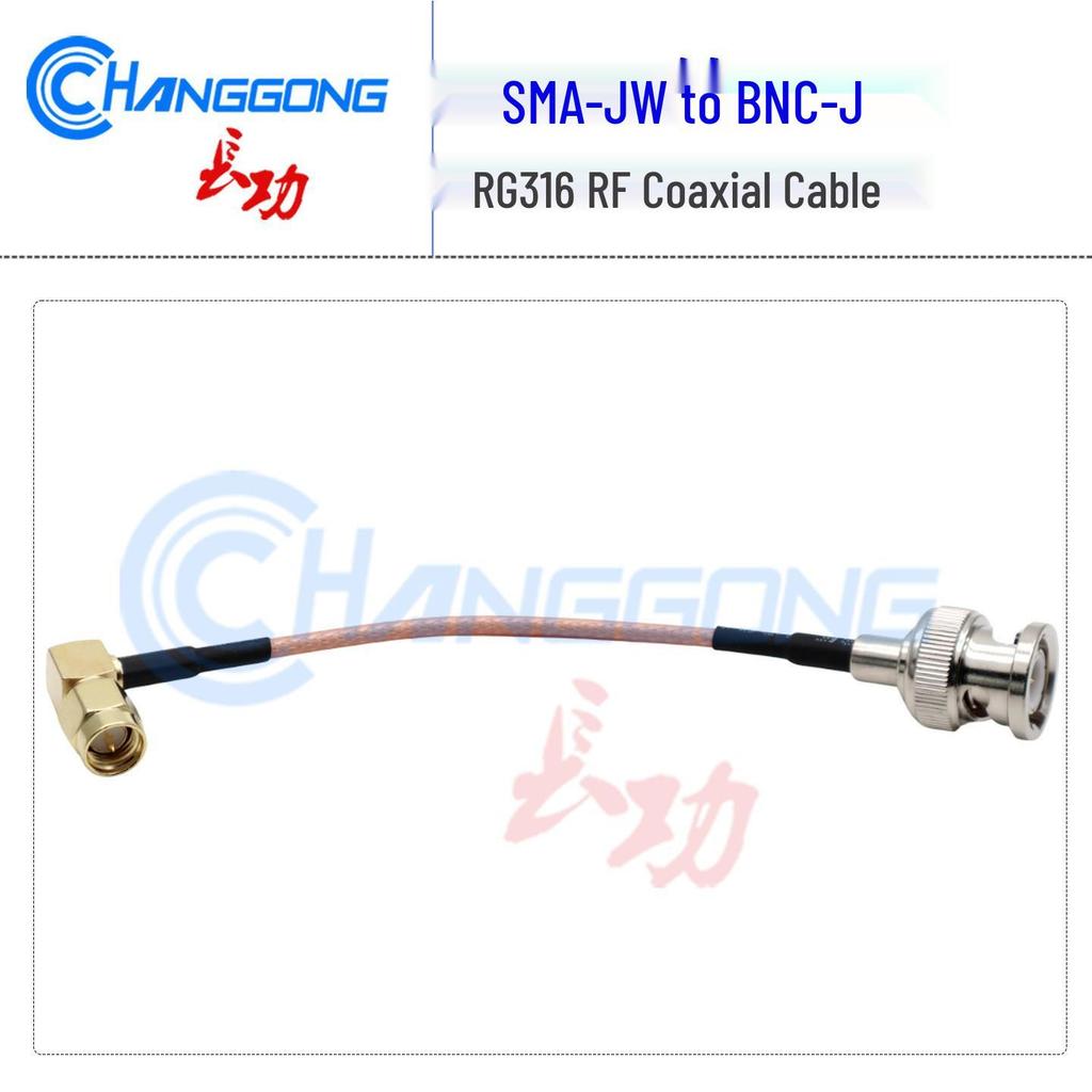 BNC to SMA RF Oscilloscope Connection Cable, RG316, BNC Male to SMA Right Angle Male Adapter with Inner Pin