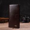 Interesting Vertical Men's Wallet Made of Genuine Textured Leather with Embossed CANPELLINI 21718 Brown