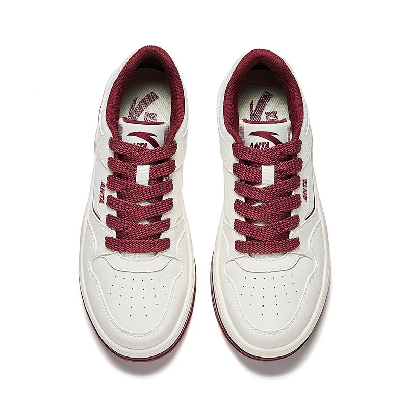 Anta C37 Series Classic Versatile Non-Slip Wear-Resistant Low-Top Skate Shoes Women sneaker White Red 922528037-4