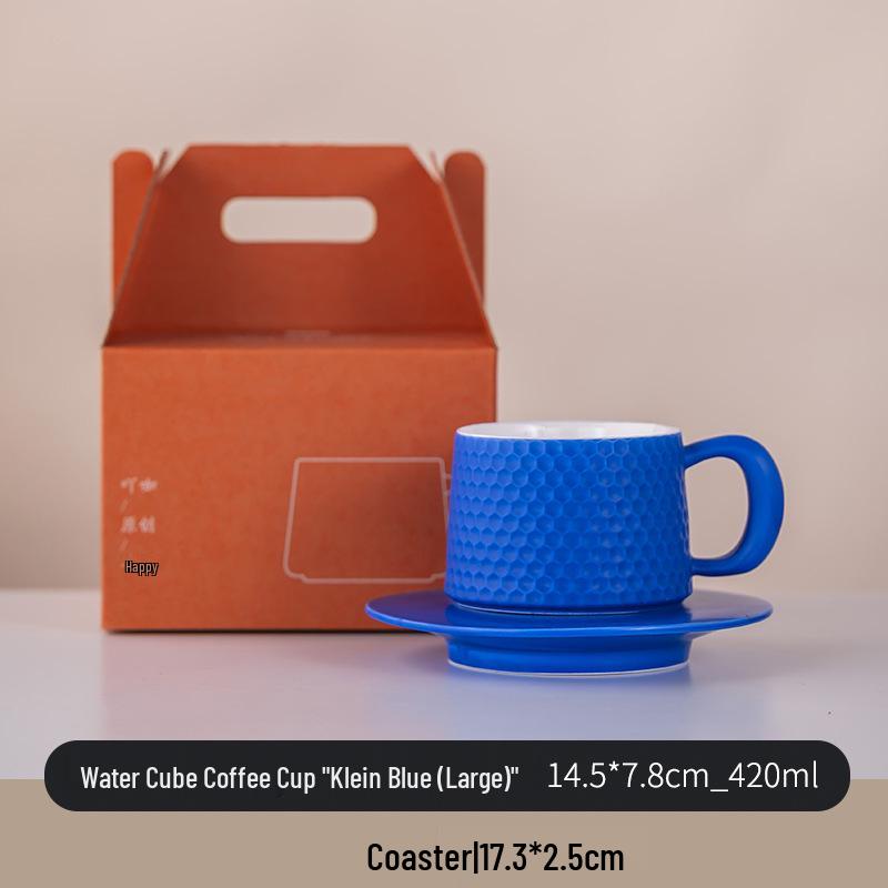 Minimalist Ceramic Coffee Cup & Saucer Set - Light Luxury for Home or Office