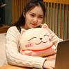 Lucky Cat Plush Pillow+Carpet 2 In 1 Stuffed Maneki Neko Sleep Blanket Cushion Hand Warmer Cartoon Throw Pillow with Blanket