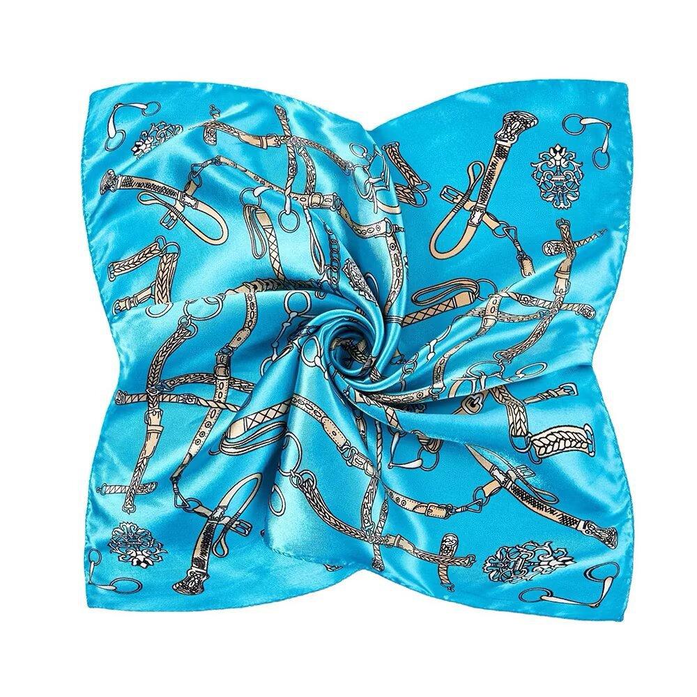 Silk scarf women's thin small square scarf simulation silk yarn versatile summer multi-functional sunscreen scarf neck protection scarf