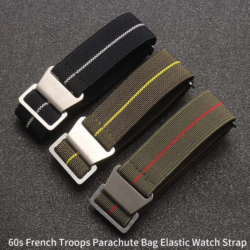 Borsa Paracadute Truppe Francesi Anni '60 Cinturino Elastico per Orologio per Tudor Seiko Casio Cinturini in Nylon Smartwatch da Uomo Cinturino in Tessuto