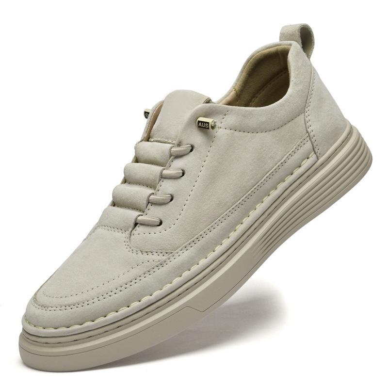

2025 new spring and autumn men s leather sports casual shoes board shoes large size men s leather shoes one leathershoes 47 пісочний
