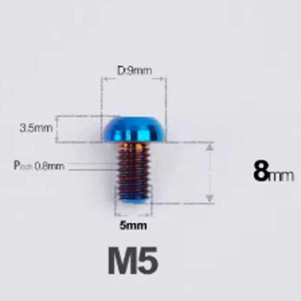 1 PC Multiple Color M5 P0.8mm X 8 9 10 12 14 16 20 25mm GR5 Titanium Alloy Screw T25 Torx Head For Bicycle Disc Brake