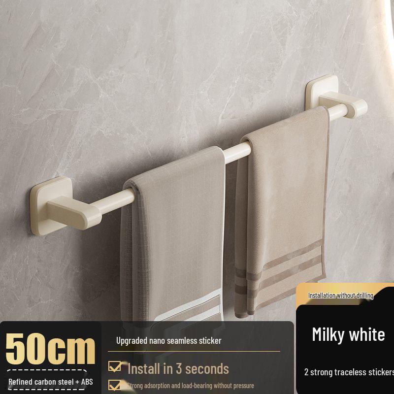 No-Punch Wall-Mounted Black Towel Rack with Shelf for Bathroom