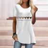 Plus Size Women Summer Colorful Love Printed Comfy Short Sleeve Round Collar T-shirt Casual Baggy Mid Length Tee Tops