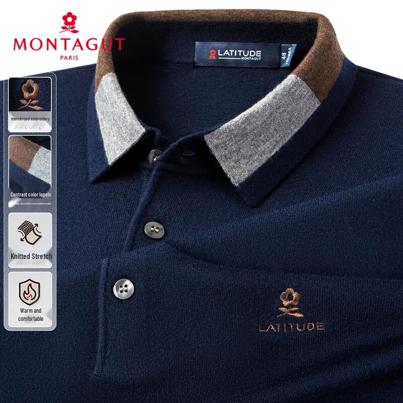 

Мужской трикотажный свитер MONTAGUT с воротником поло на осень/зиму L