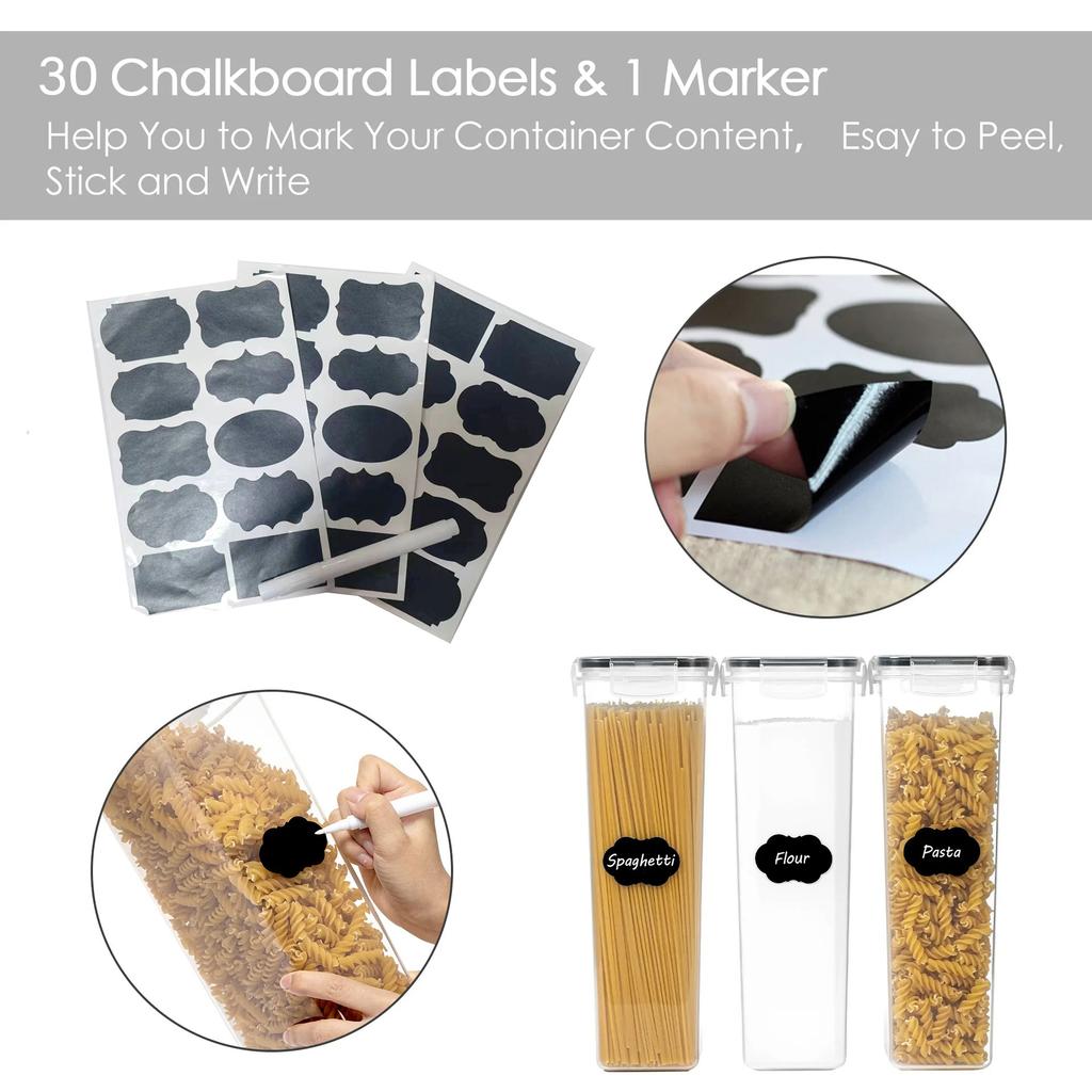 7Pcs/Set Kitchen Sealed Jar Grain Storage Box Refrigerated Odor-Free Transparent PP Fresh-Keeping Box (BPA Free,FDA Certified)