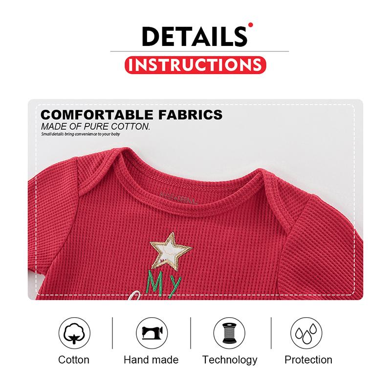 KIDDIEZOOM Βρεφικά Χριστουγεννιάτικα Ρούχα για Αγόρι Κορίτσι Σετ Ρούχων Νεογέννητου με Κινούμενα Σχέδια 2 Τεμαχίων Μακρυμάνικα Φορμάκια με Καπέλο Κοστούμι Βρεφικά Ρούχα