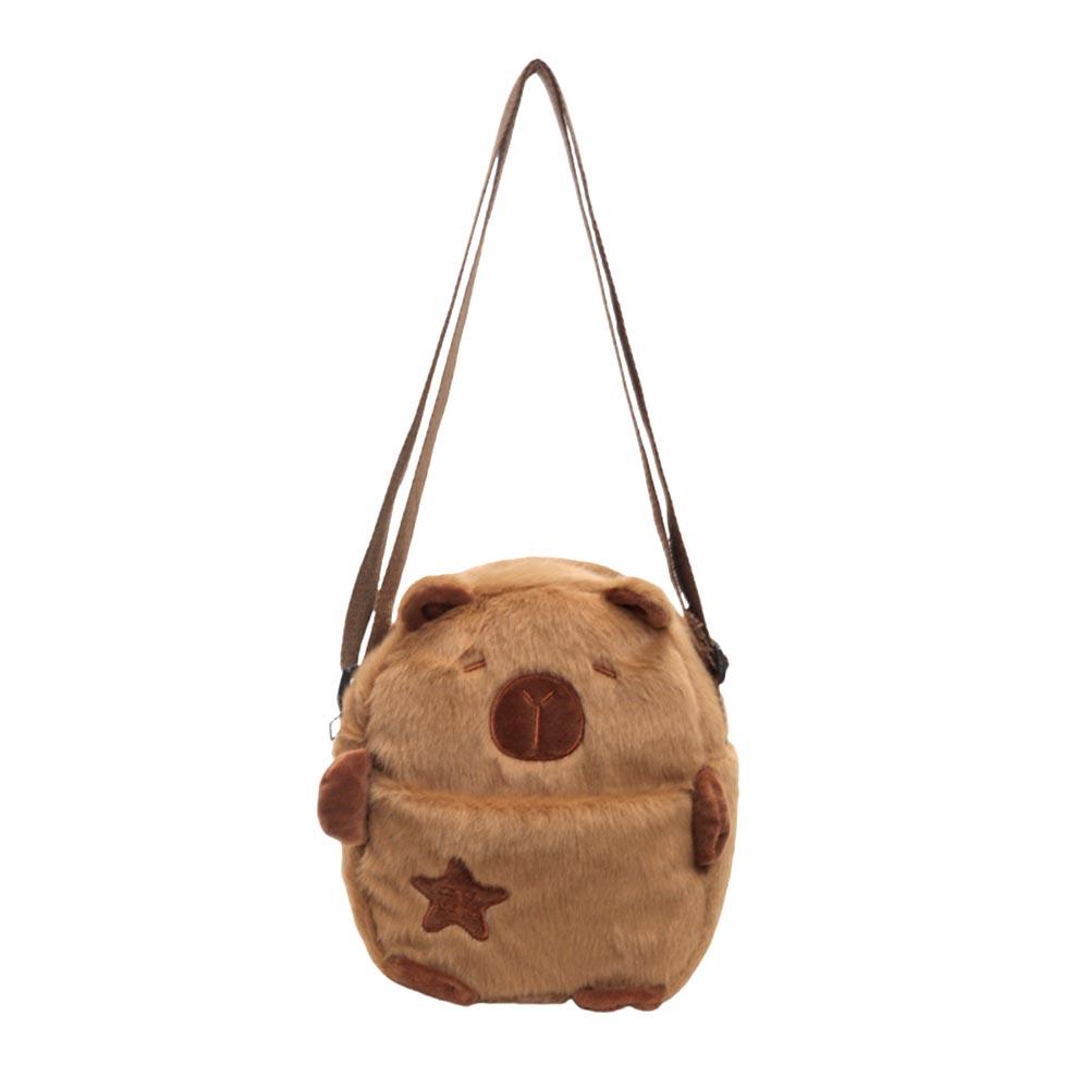 Cute Plush Capybara Crossbody Bag Large Capacity Cartoon Shoulder Purse For Girls With Phone And Coin Pocket