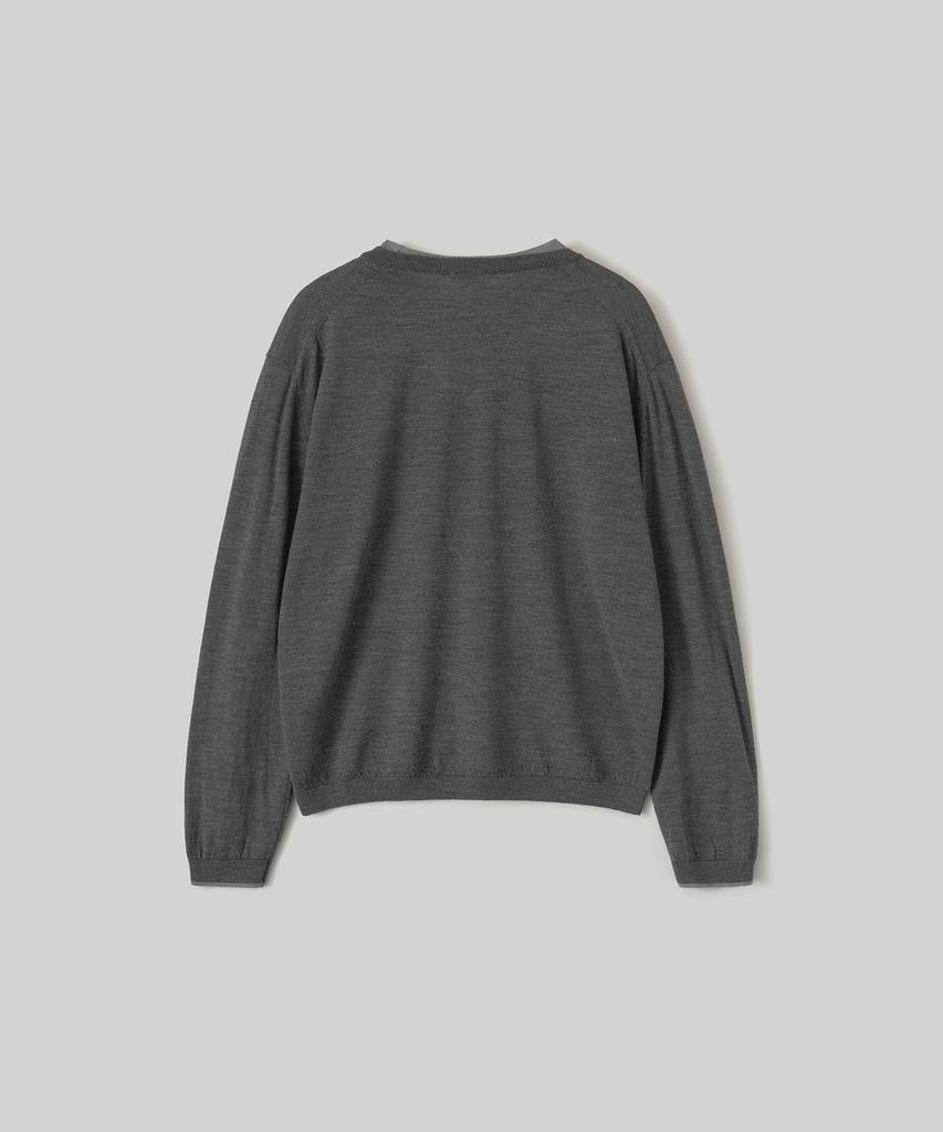 ANOTHER OFFICE Current Layered V-Neck Knit (Charcoal)