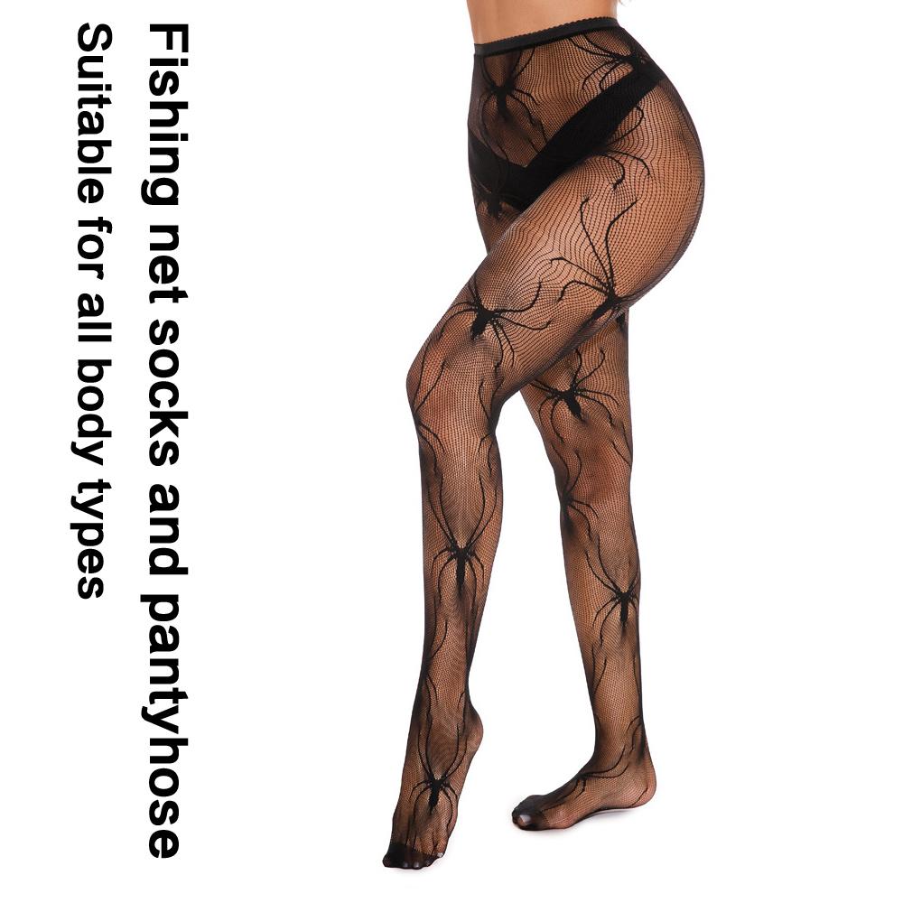 Halloween Fishnet Tights Pattern Tights Snake Skull Spiderweb Sheer Mesh Stockings Leggings High Waist Pantyhose Hosiery