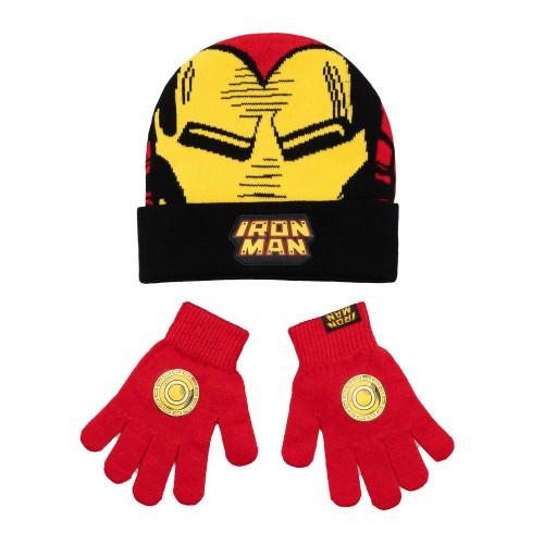 Iron Man Boys Logo Beanie & Gloves Set