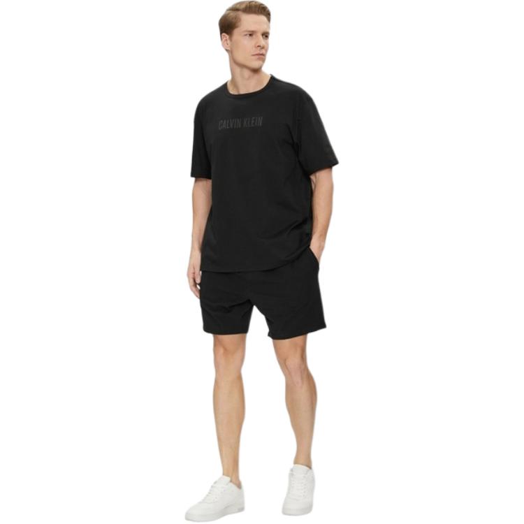 Calvin Klein S/S Crew Neck Solid Color Simple Soft Comfortable Sleepwear Top Men tops Black 000NM2567E-UB1