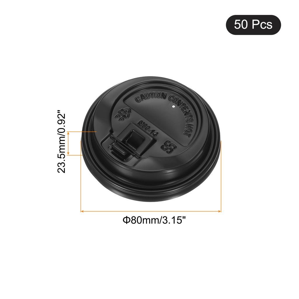 50 Stück Einweg-Kaffeebecher Deckel 80mm Plastikdeckel für 8OZ Kaffeebecher Geeignet für kalte und heiße Getränke Milchtee Weiß Schwarz