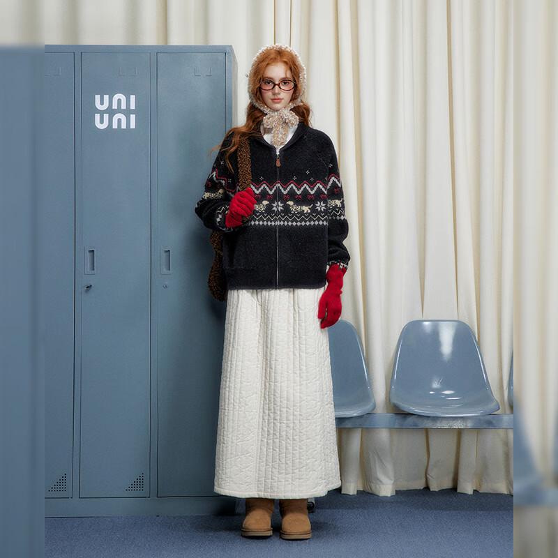 UNIFREE Fair Isle Puppy Jacquard Knit Cardigan