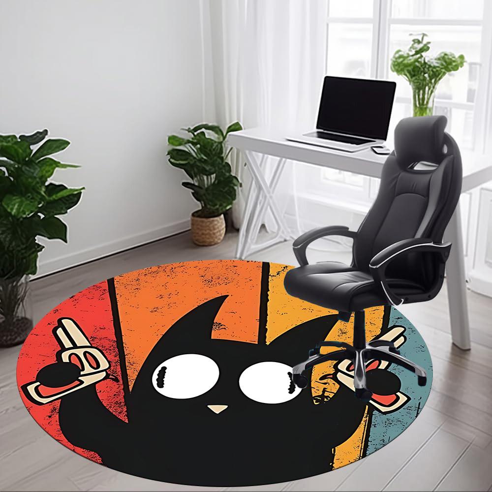 1pc Gangster Cat Office Round Area Rug, Under Office Chairs Bedroom Living Room Home Decor, Room Deco, Available in Various Sizes