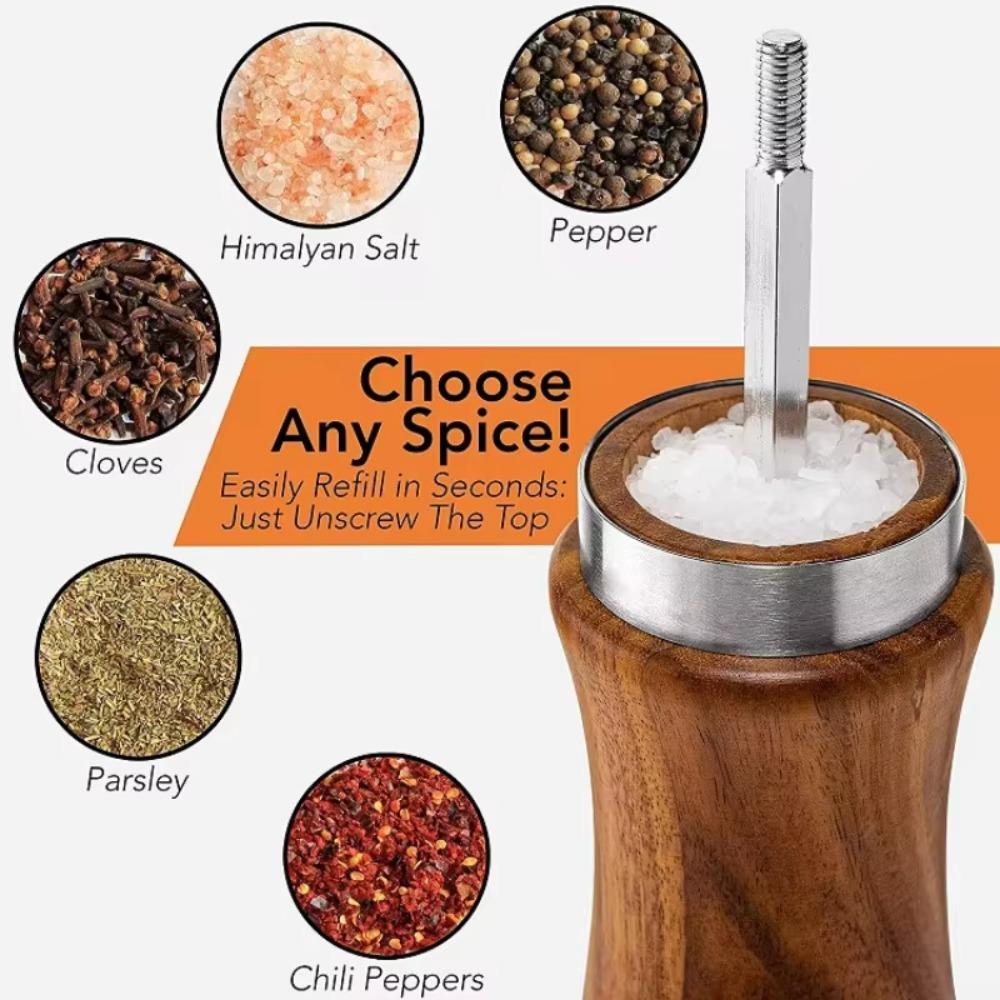 2pcs Manual Salt and Pepper Mill Ceramic Core Pepper Bottle Seasoning Tool Pepper Grinder  Cooking