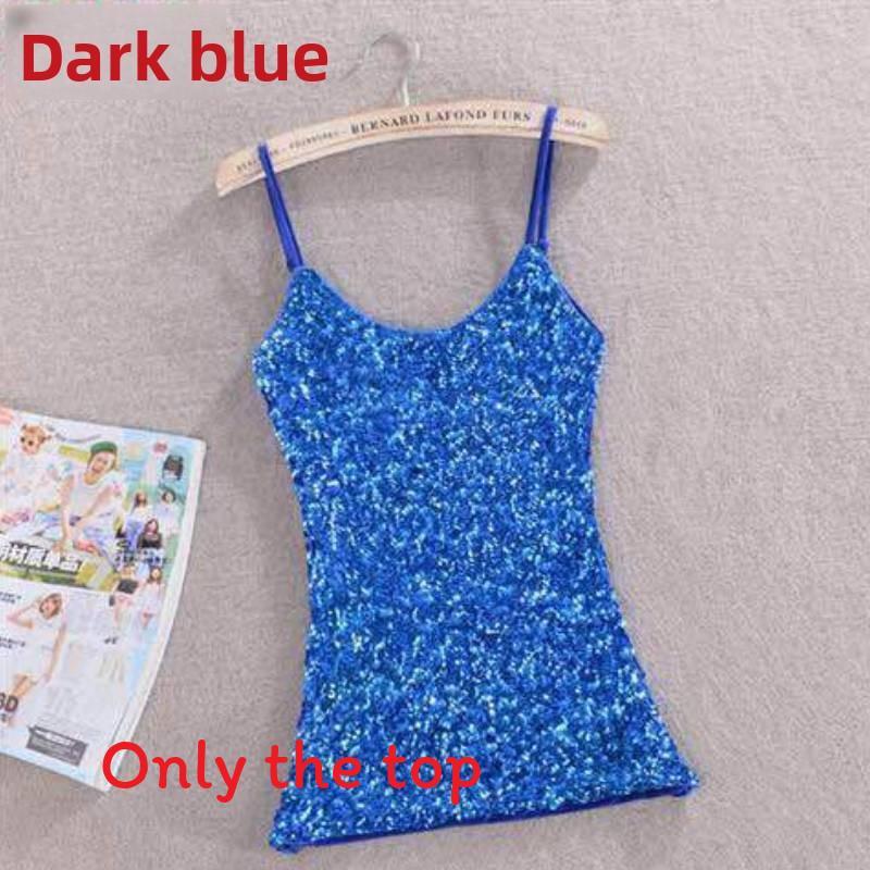 Polyester Sequin Tank Top For Women Spring Slim Fit Casual Blouse