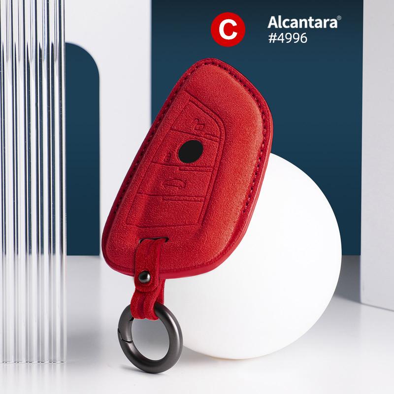 Alcantara Car Key Case Cover For Bmw X1 X5 X6 1 2 3 5 7 Series F15 F16 F20 F22 F30 F32 G30 Keychain Accessories