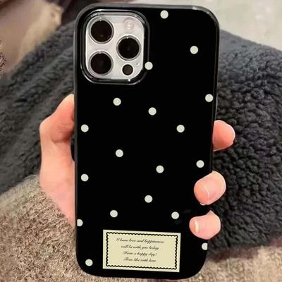 Retro Black White Polka Dot Phone Case for iPhone 16 15 14 13 12 11 Pro Max, Aesthetic Dot Pattern Shockproof Protective Cover