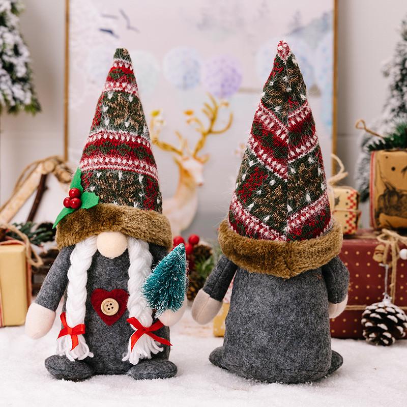 Rustic Charming Gnome Doll For Cozy Christmas Home Decor With Decorative Holiday Tree