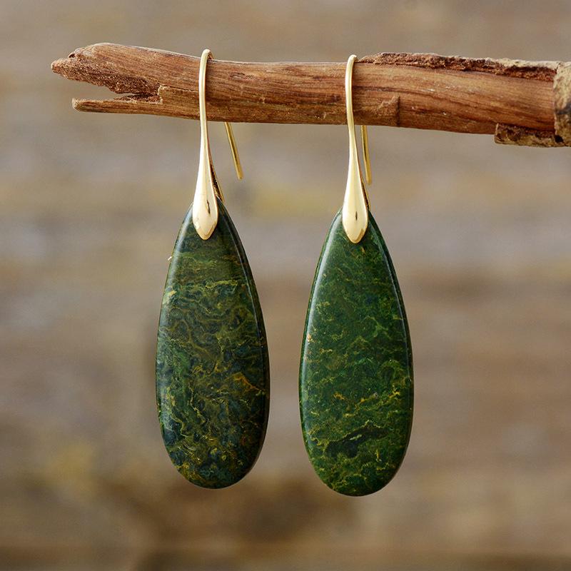 

Ethnic style natural stone water drop earrings earrings light luxury jewelry earrings