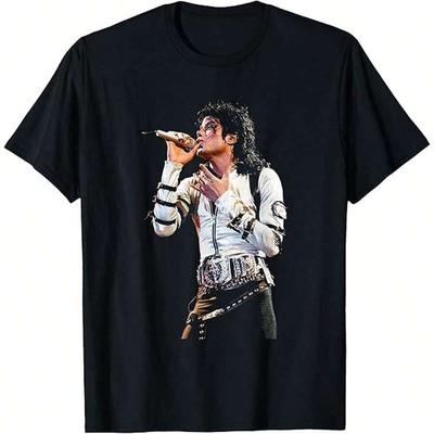 Heren Mode Geprint Losse Pasvorm Korte Mouw T-shirt ADEMEND KOEL ZOMER Michael Jacksons UniSexs